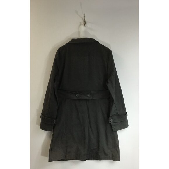 Garnet Hill Grey Cotton Trench Coat Grunge/Rock/Punk Sun Faded Distressed 🩶 - Picture 3 of 5